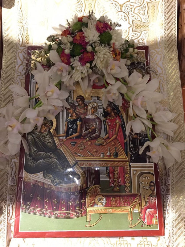 Icon of the Nativity of the Theotokos from the vigil at monasterevmc.org 2020