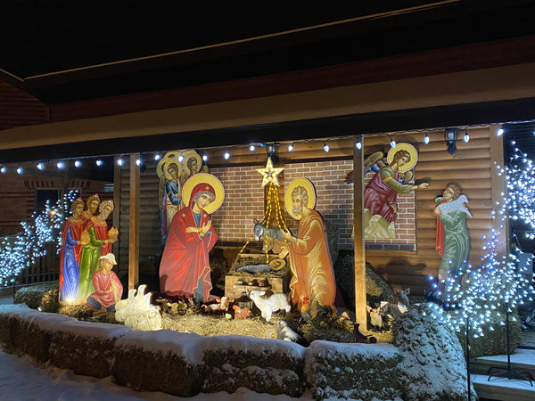 Orthodox Nativity scene hand painted and set by the sisters of monasterevmc.org