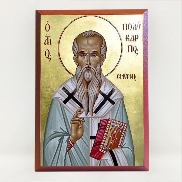 Saint Poycarp of Smyrna, byzantine orthodox custom made icon by the sisters of monasterevmc.org / Icône byzantine orthodoxe de Saint Poycarpe, évêque de Smyrna, fabriquée au Québec par les soeurs du monasterevmc.org