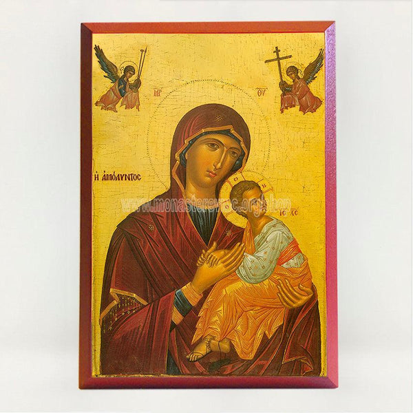 Theotokos the amolyntos, byzantine orthodox custom made icon by the sisters of monasterevmc.org / Icône byzantine orthodoxe de la Mère de Dieu la toute pure, fabriquée au Québec par les soeurs du monasterevmc.org