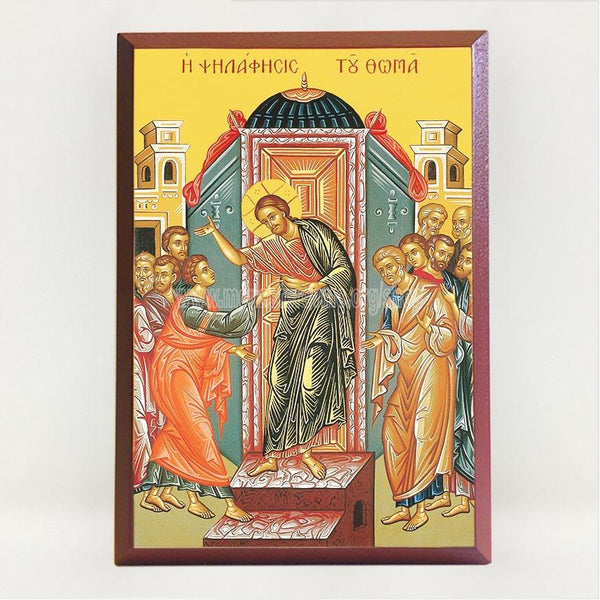 The touch of Thomas, contemporary byzantine orthodox icon custom made by the sisters of monasterevmc.org| Le toucher de Thomas, icône byzantine orthodoxe fabriquée par les soeurs du monasterevmc.org