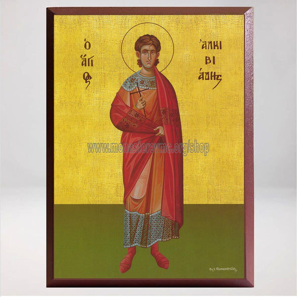 Saint Alkiviades the martyr, Byzantine Orthodox Icon made by the sisters of monasterevmc.org / Icône byzantine orthodoxe de Saint Alkiviades le martyr, faite à la main par les soeurs du monasterevmc.org