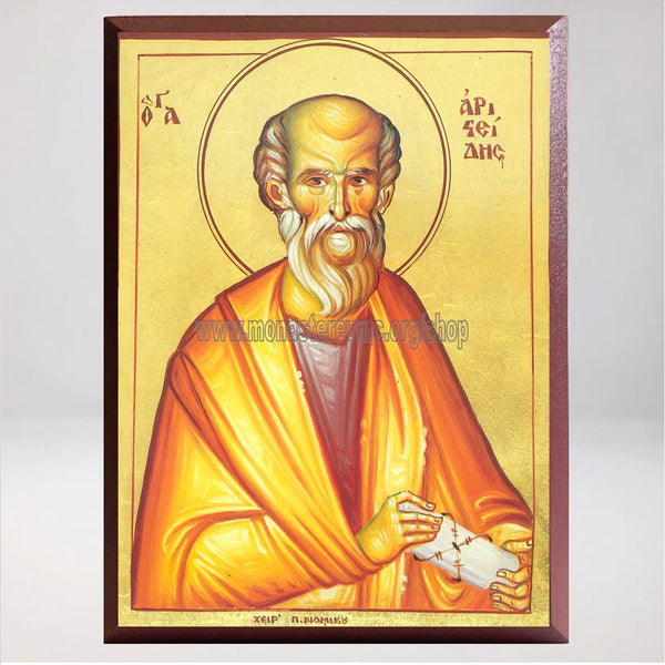 Saint  Aristides the Philosopher of Athens, Byzantine Orthodox Icon made by the sisters of monasterevmc.org / Icône byzantine orthodoxe de Saint Aristides le philosophe d'Athènes, faite à la main par les soeurs du monasterevmc.org