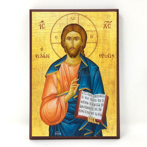 Christ Philanthropos, byzantine orthodox custom made icon by the sisters of monasterevmc.org / Icone du Christ le philanthrope faite à la main par les soeurs du monasterevmc.org
