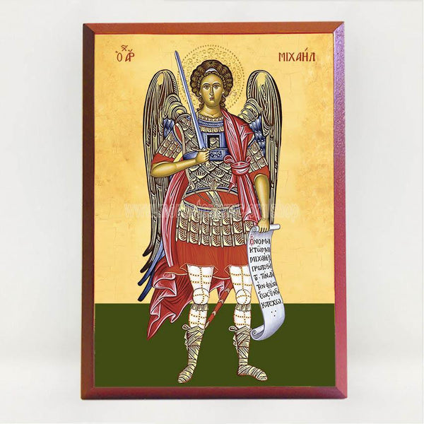 Holy Archangel Michael, byzantine orthodox custom made icon by the sisters of monasterevmc.org/ Icône byzantine orthodoxe de l'Archange Michel, fabriquée par les soeurs du monasterevmc.org
