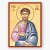 Icon of Saint Silas the Apostle with Greek text on a beige background
