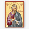 Icon of Saint Andrew the Apostle with a red border on a beige background