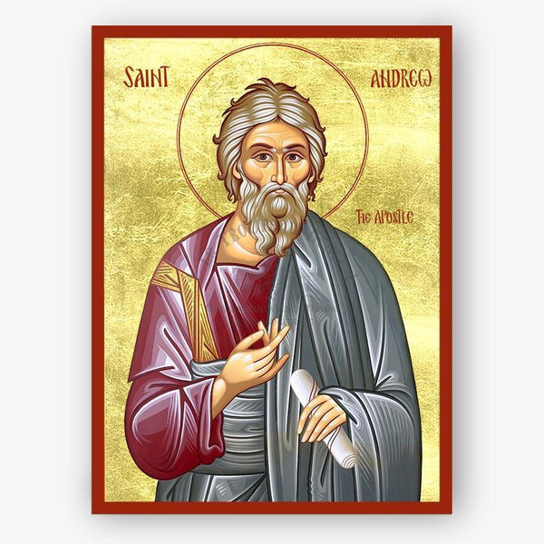 Icon of Saint Andrew the Apostle with a gold background