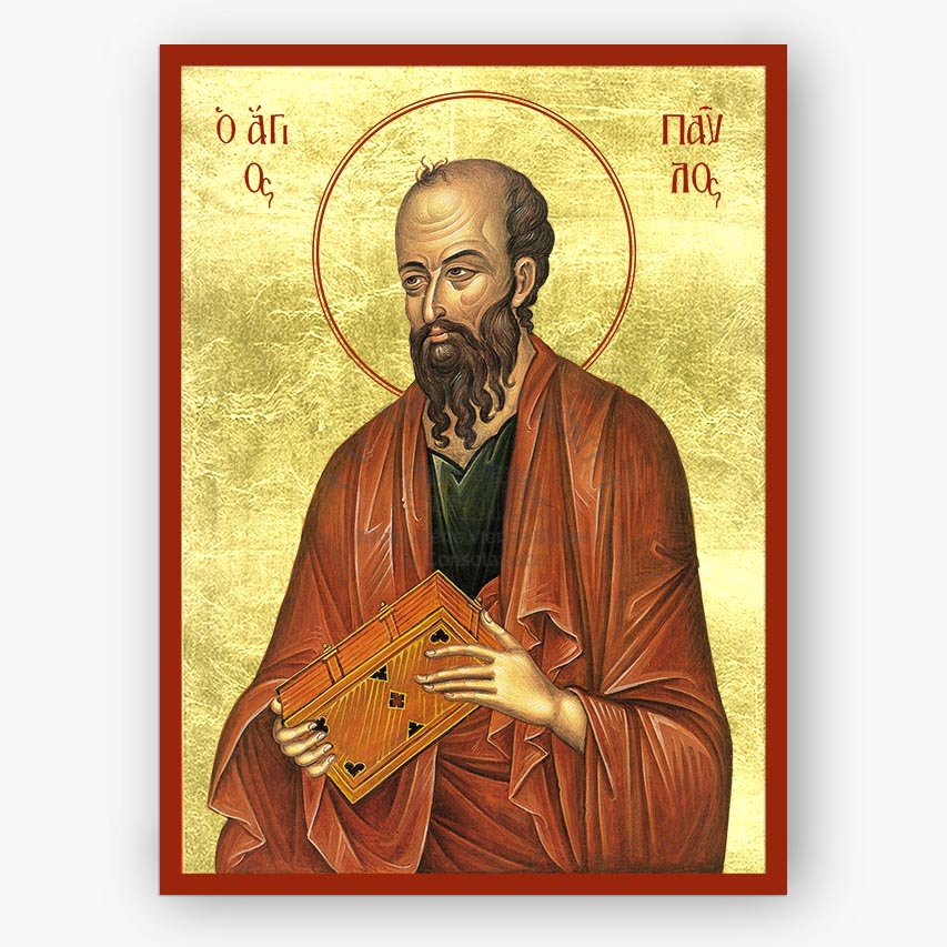 IIcon of Saint Paul the Apostle holding a book on a gold background