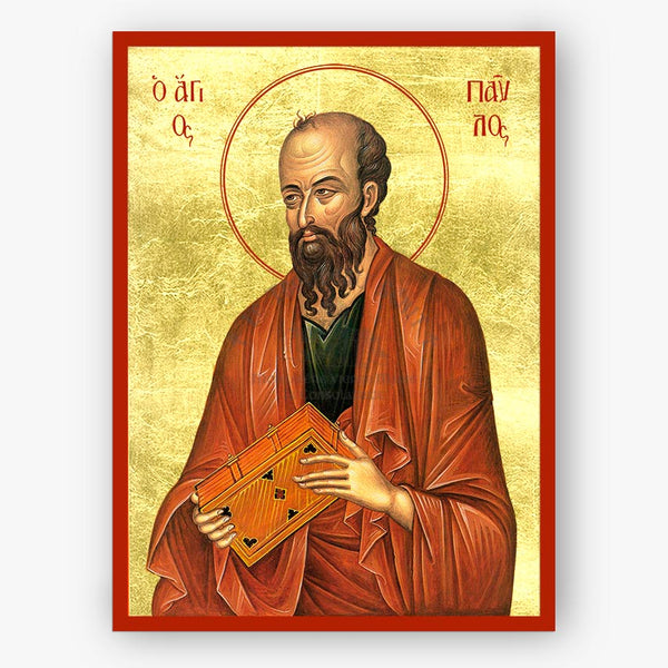 IIcon of Saint Paul the Apostle holding a book on a gold background