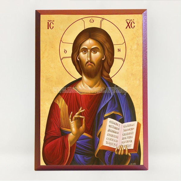 Christ the Teacher, byzantine orthodox custom made icon by the sisters of monasterevmc.org / Icône byzantine orthodoxe du Christ enseignant, fabriquée au Québec par les soeurs du monasterevmc.org