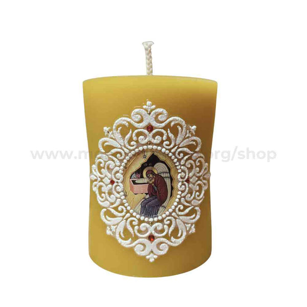 All Natural Beeswax Pillar Christmas Candles made by the sisters of monasterevmc.org using 100% Canadian local beeswax / Bougies de Noël en cire d'abeille fabriquées par les soeurs du monasterevmc.org