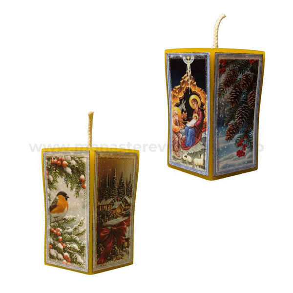 Pilier hexagonal en cire d'abeille "Les rois mages"