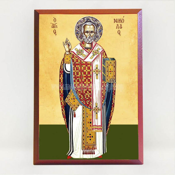 Saint Nicholas of Myra, the wonderworker, byzantine orthodox custom made icon by the sisters of monasterevmc.org/ Icône byzantine orthodoxe de Saint Nicolas de Myre, fabriquée par les soeurs du monasterevmc.org