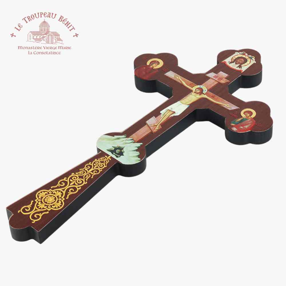 Handcrafted Orthodox Crucifix – 30 cm – Traditional Gold-Accented