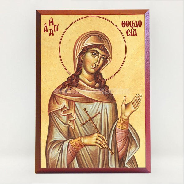 Saint Theodosia of Tyre, byzantine Orthodox icon mounted by the sisters of monasterevmc.org / Icône byzantine orthodoxe de Sainte Theodosia de Tyre produite par les soeurs du monasterevmc.org