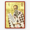 Icon of Saint Alexander holding a book with gold background