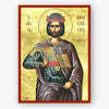 Icon of Saint Anastasios the Persian with a red border and with a gold background 