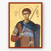 Icon of Saint Demetrios holding a spear with a red border