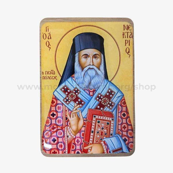 Orthodox pocket size icon of Saint Nektarios the wonderworker of Pentapolis sold by the sisters of monasterevmc.org
