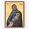 Icon of Saint Symeon the God-receiver holding Christ with a gold background