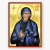 Icon of saint Elizabeth in blue robes with a gold background