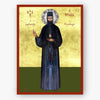 Icon of Saint Ephraim of Nea Makri, in dark robes with a red border on a gold background