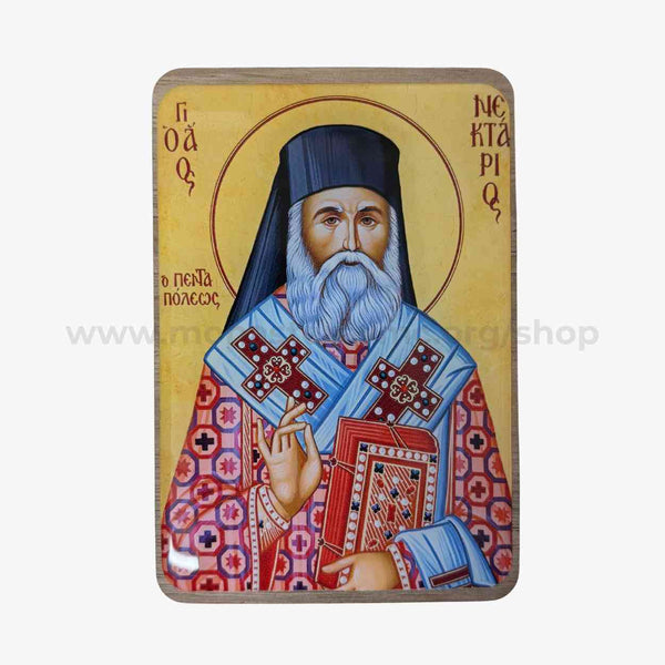 Orthodox pocket size icon of Saint Nektarios the wonderworker of Pentapolis sold by the sisters of monasterevmc.org