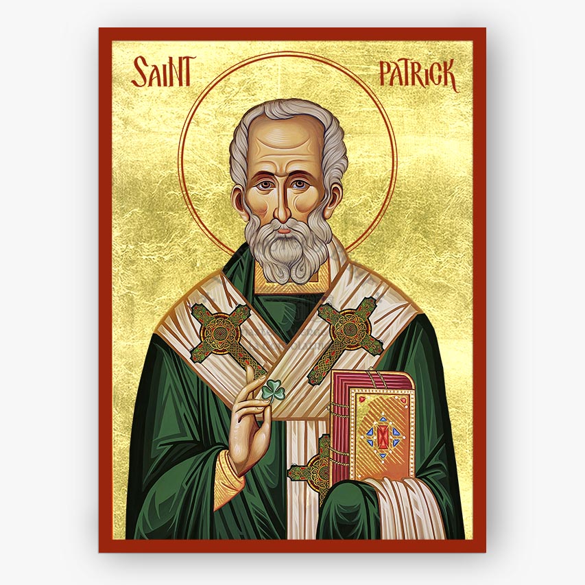 St. Patrick of Ireland Orthodox Icon Handwritten by the Sisters - Version B