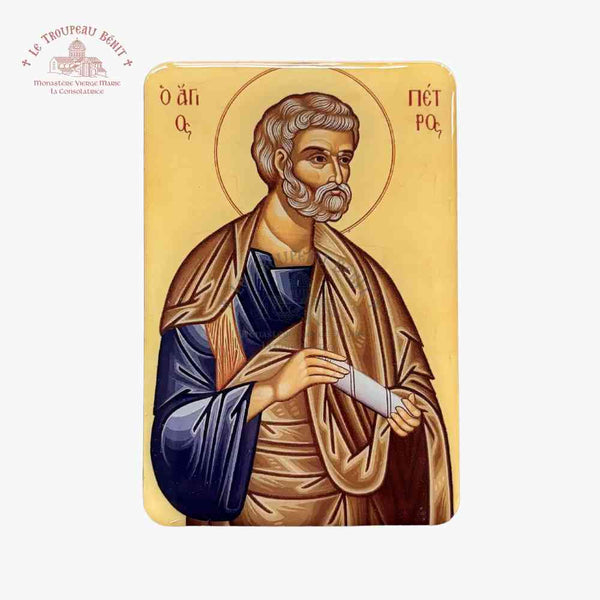 Icon of a religious figure with gold background and 'Le Thoroupe Bénit' logo.