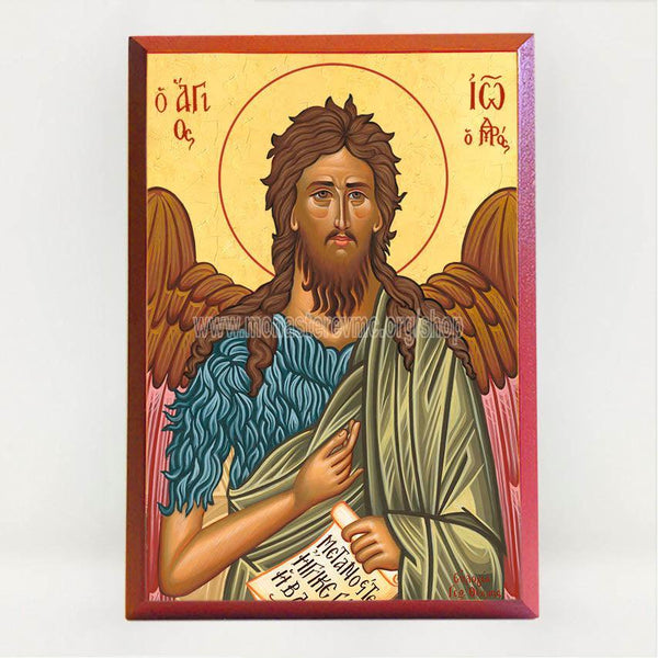 Saint John the Baptist and Forerunner of Christ, byzantine custom made icon by the sisters of monasterevmc.org/ Saint Jean Baptiste, icone byzantine orthodoxe fabriquée par les soeurs du monasterevmc.org