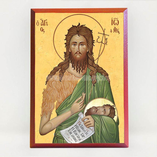 Saint John the Baptist and Forerunner of Christ, byzantine custom made icon by the sisters of monasterevmc.org/ Saint Jean Baptiste, icone byzantine orthodoxe fabriquée par les soeurs du monasterevmc.org