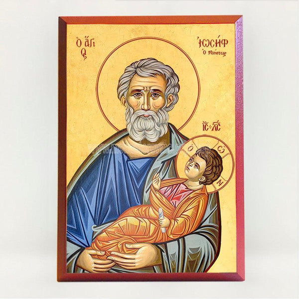 Saint Joseph the Betrothed, byzantine orthodox custom made icon in Canada by the sisters of monasterevmc.org / Saint Joseph, icone byzantine orthodoxe fabriquée au Québec par les soeurs du monasterevmc.org