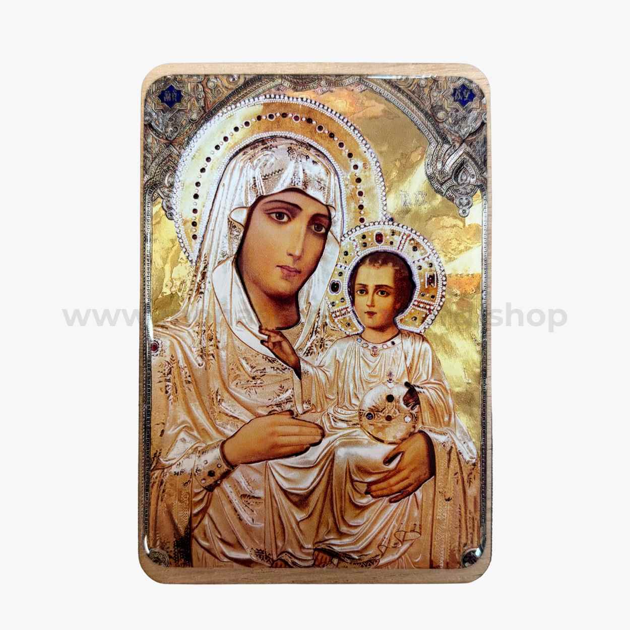 Orthodox pocket size icon of the Mother of God Ierosolymitissa, of Jerusalem sold by the sisters of monasterevmc.org