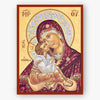 Icon of Mother of God holding Christ against a gold background