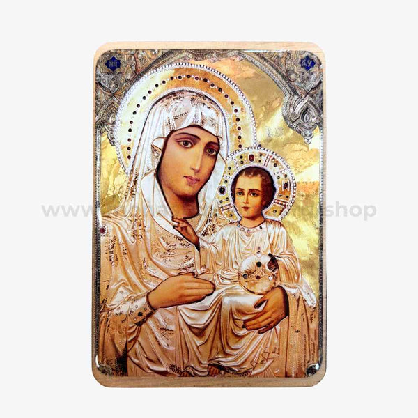 Orthodox pocket size icon of the Mother of God Ierosolymitissa, of Jerusalem sold by the sisters of monasterevmc.org