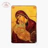 Icon of a religious figure holding a child on a gold background with visible 'Troupeau Benit' logo branding