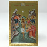 Baptism-Theophany of our Lord Jesus Christ, Russian orthodox custom made icon by the sisters of monasterevmc.org| Théophanie du Christ notre Seigneur, icône russe orthodoxe fabriquée par les soeurs du monasterevmc.org