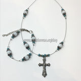 Orthodox glass bead Cross and bracelet designed and assembled in Canada by the sisters of monasterevmc.org / Bracelet et croix orthodoxe avec des perles de verre conçus et faits à la main au Québec par les soeurs du monasterevmc.org