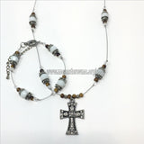Orthodox glass bead Cross and bracelet designed and assembled in Canada by the sisters of monasterevmc.org / Bracelet et croix orthodoxe avec des perles de verre conçus et faits à la main au Québec par les soeurs du monasterevmc.org