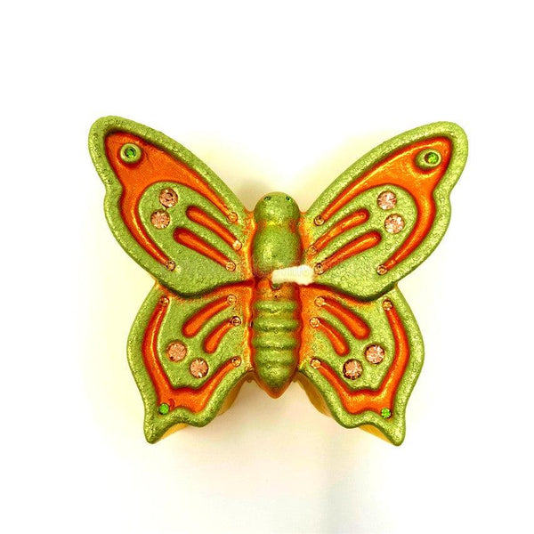 "Butterfly" beeswax candle handmade in Canada and sold by the sisters of monasterevmc.org / Chandelle en cire d'abeille "Le papillon" faite à la main par les soeurs du monasterevmc.org