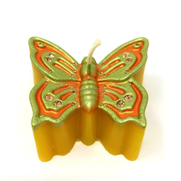 "Butterfly" beeswax candle handmade in Canada and sold by the sisters of monasterevmc.org / Chandelle en cire d'abeille "Le papillon" faite à la main par les soeurs du monasterevmc.org