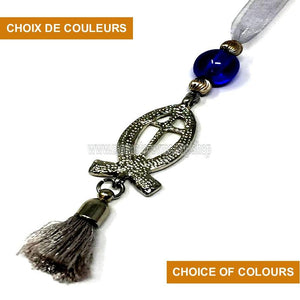 Orthodox Christian symbol of cross and fish metal pendant assembled and sold in Canada by the sisters of monasterevmc.org / Pendentif de croix et poisson symbole chrétien orthodoxe en métal assemblé et vendu au Québec par les soeurs du monasterevmc.org