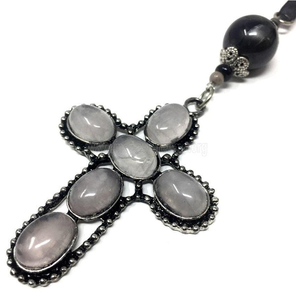 Orthodox Christian cross automobile pendant decorated, assembled and sold in Canada by the sisters of monasterevmc.org / Pendentif pour voiture avec croix chrétienne orthodoxe décorée et assemblée au Québec par les soeurs du monasterevmc.org