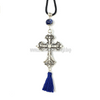 Orthodox Christian cross automobile pendant decorated, assembled and sold in Canada by the sisters of monasterevmc.org / Pendentif pour voiture avec croix chrétienne orthodoxe décorée et assemblée au Québec par les soeurs du monasterevmc.org