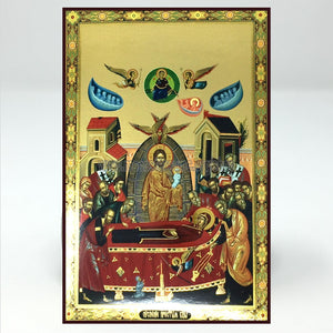 Dormition of the Theotokos, russian orthodox custom made icon by the sisters of monasterevmc.org| Dormition de la Mère de Dieu, icône russe orthodoxe fabriquée par les soeurs du monasterevmc.org