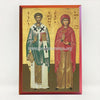 Holy martyrs Eleftherios and mother Anthia, byzantine custom made icon by the sisters of monasterevmc.org / Saints Eleutherios et Anthia les martyrs, icone byzantine orthodoxe fabriquée au Québec par les soeurs du monasterevmc.org
