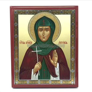 Saint Eugenia, Russian Orthodox Icon made by the sisters of monasterevmc.org / Icône de style russe orthodoxe de Sainte Eugénie, faite à la main par les soeurs du monasterevmc.org