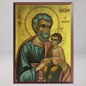 Saint Joseph the Betrothed, byzantine orthodox custom made icon in Canada by the sisters of monasterevmc.org / Saint Joseph, icone byzantine orthodoxe fabriquée au Québec par les soeurs du monasterevmc.org