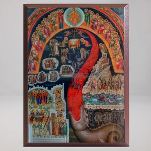 Last Judgment, byzantine orthodox custom made icon by the sisters of monasterevmc.org / Icône byzantine orthodoxe du jugement dernier fabriquée au Québec par les soeurs du monasterevmc.org